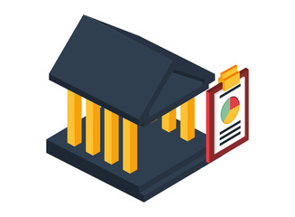 bank building facade isolated icon