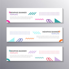 Colorful Modern Banner Template with memphis element background, cool geometric, Applicable for Banners, Header, Footer, Advertising