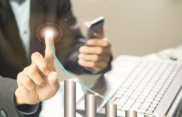Business people with graph growth business success concept
