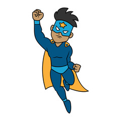 Cartoon Flying Superhero Vector Illustration