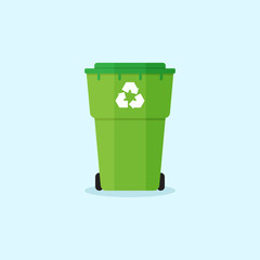Trash can and recycling flat design vector illustration