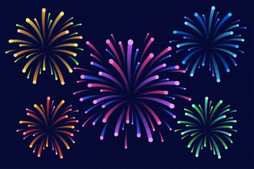 Naklejka premium Beautiful fireworks effect set