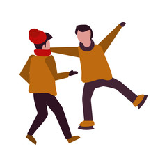 young boys with winter clothes and skates