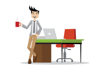 Businessman drinking coffee.