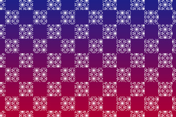 和柄 市松模様 輪違い麻の葉 夕焼け