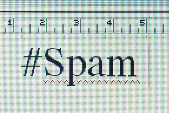 Spam - Macroshot from a nineties display with glitch