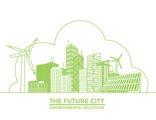 Smart eco city banner, alternative energy and ecology Infographics concept