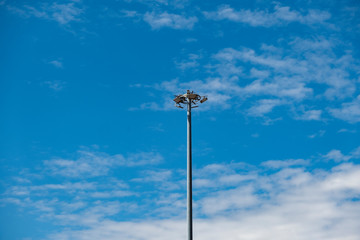 Low Angle View Of Street Lamps Against Clear Blue Sky