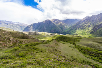 landscape with mountains and clouds