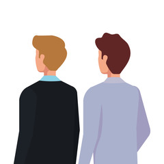 back businessmen elegant avatar character icon vector illustration design