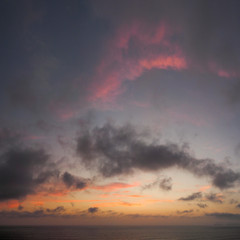 View of a sunset on the coast of the city of Lima