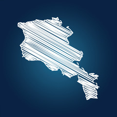 Map of Armenia, Drawing map on blackboard of Armenia. drawn on chalkboard with scribbled map of Armenia. can be use for education. vector illustration.