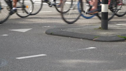 sunny day amsterdam city center traffic street asphalt slow motion panorama 4k netherlands 
