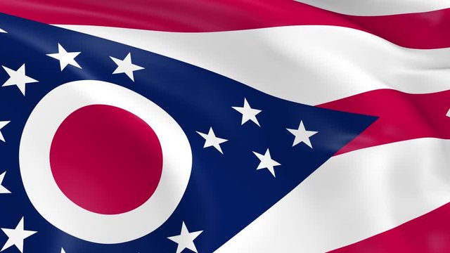 Photo realistic slow motion 4KHD flag of the US State of Ohio waving in the wind.  Seamless loop animation with highly detailed fabric texture in 4K resolution.