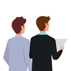 Fototapeta premium back businessmen elegant avatar character icon vector illustration design