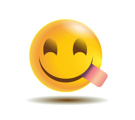 Smiling tongue emoji with a shadow underneath.