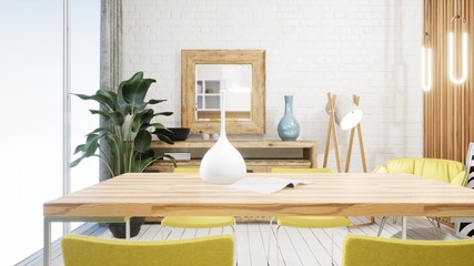 Modern design living room interior in Scandinavian style . 3D rendering