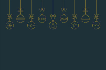 Christmas ornament. Xmas balls on background with copyspace. Vector