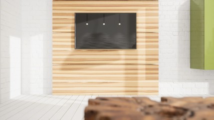 Modern design living room interior in Scandinavian style . 3D rendering