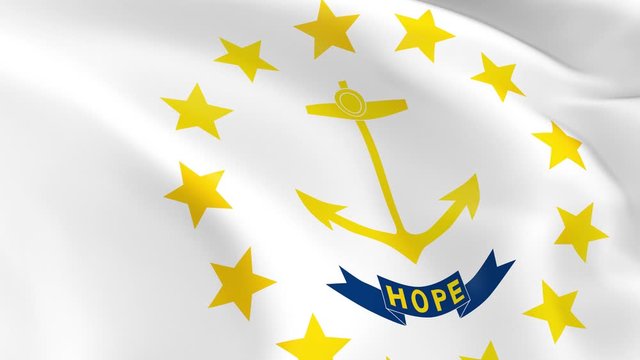 Photo realistic slow motion 4KHD flag of the US State of Rhode Island waving in the wind.  Seamless loop animation with highly detailed fabric texture in 4K resolution.