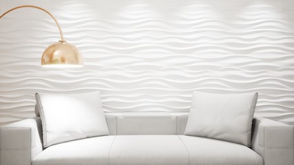 Modern design living room interior in Scandinavian style . 3D rendering