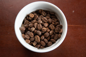 coffee beans in white cup