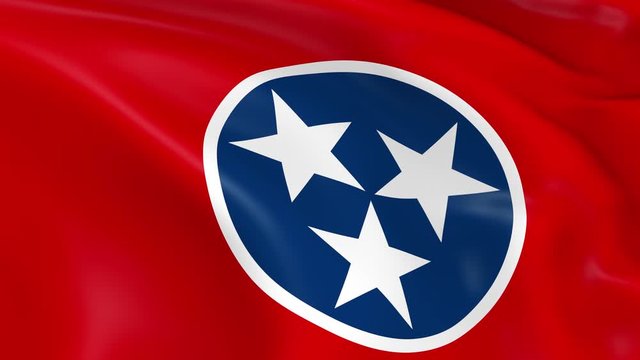 Photo realistic slow motion 4KHD flag of the US State of Tennessee waving in the wind.  Seamless loop animation with highly detailed fabric texture in 4K resolution.
