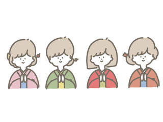 A girl wearing a kimono with a palm-5