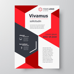 Flyer brochure design template, creative leaflet red color