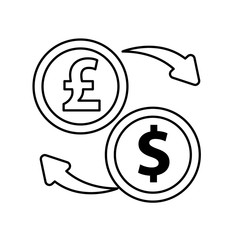 dollar and sterling pound coins icons
