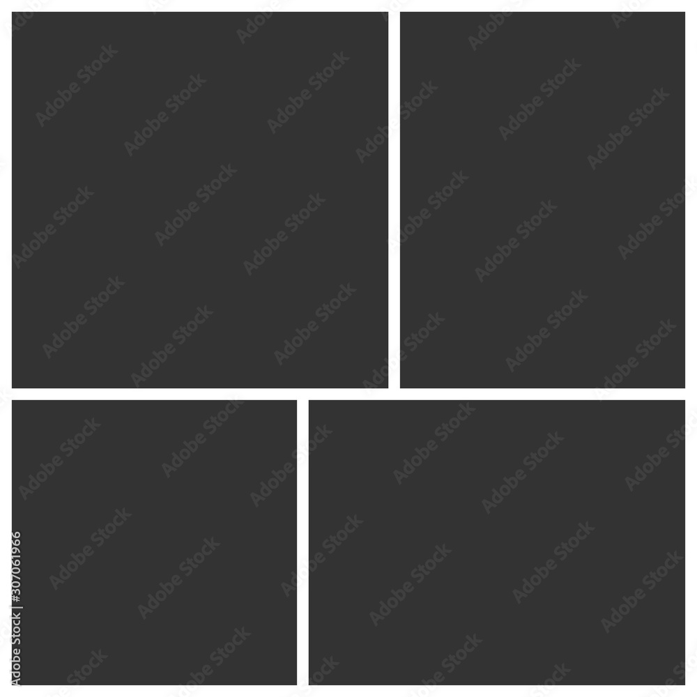 Poster Templates collage four frames photos. Poster frame mockup. Empty vector frames.