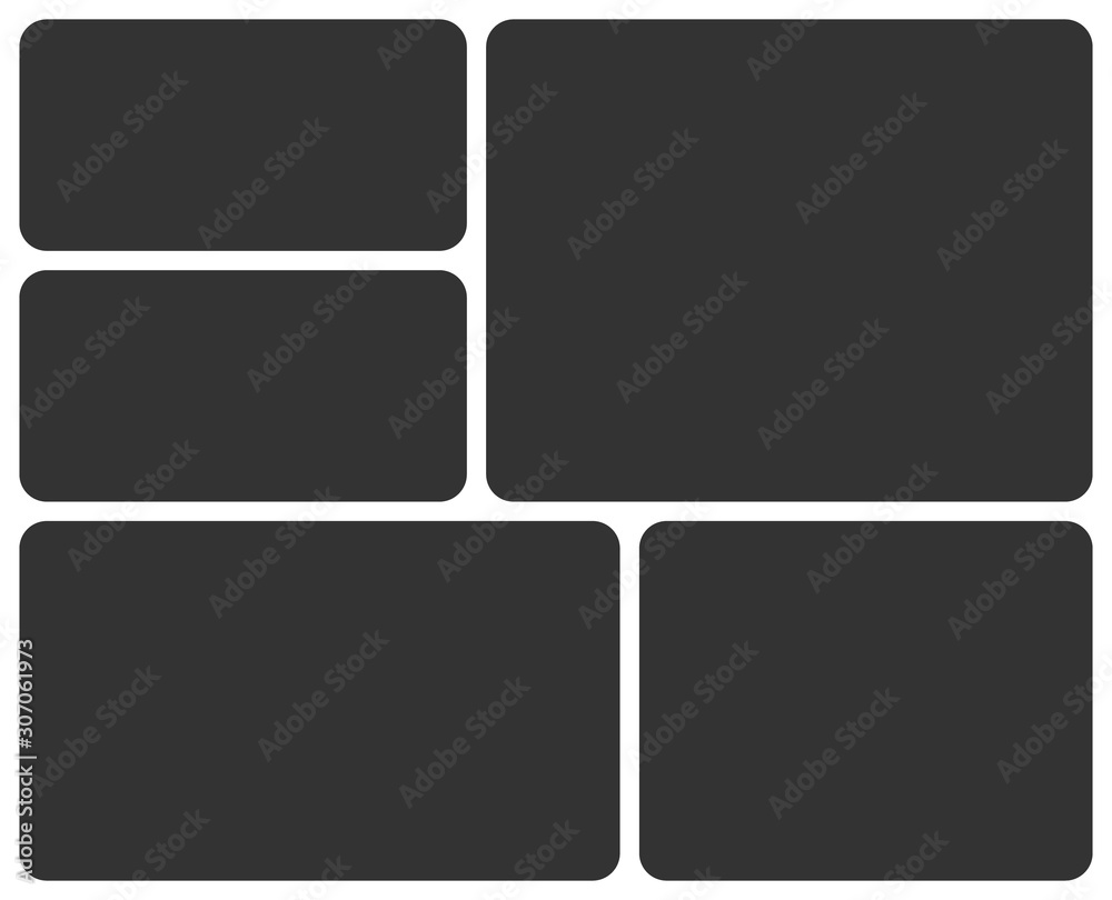 Poster templates collage five frames photos. poster frame mockup. empty vector collage frames.