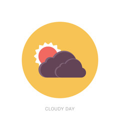Sun behind clouds icon. Flat illustration of sun behind clouds vector icon for web