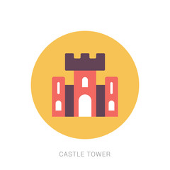 Castle tower flat vector icon