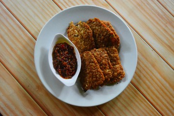 Tempe Traditional Indonesian food with tomato sauce