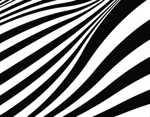 Fototapeta premium Digital image with a psychedelic stripes Wave design black and white. Optical art background. Texture with wavy, curves lines. Vector illustration