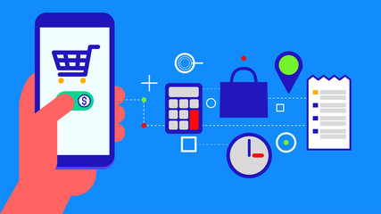 Mobile shopping online illustration