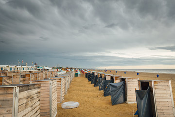 Obraz premium plage et cabines de plage de Katwijk aan Zee