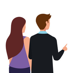 back business couple elegant avatar character vector illustration design