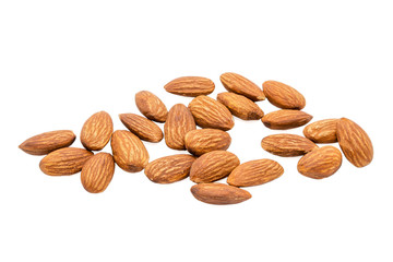 Almond nuts isolated with white background.
