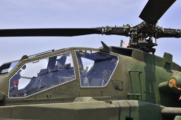 Close-up of the rotor mechanism of a helicopter