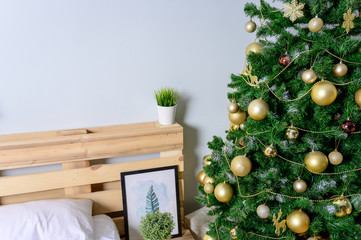 The concept of a glamorous New Year's interior. Photo of a fashionably decorated interior for a New Year and Christmas celebration.