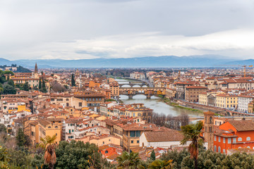 Fototapeta premium Italy. Top view of the old city of Florence