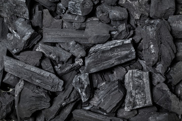 Natural black charcoal from old tree. High wood energy coal for warm in the winter or for household.
