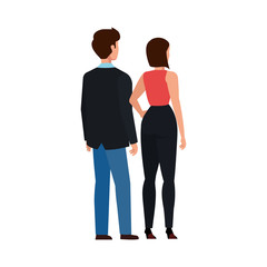 back business couple elegant avatar character vector illustration design