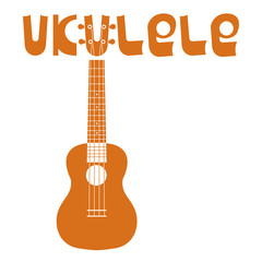 Ukulele Hawaiian guitar. String musical instrument. Simple vector illustration.