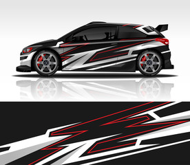 Car wrap decal design vector, for advertising or custom livery WRC style, race rally car vehicle sticker and tinting.