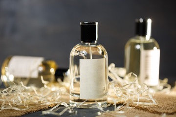 Obraz na płótnie Canvas New Year Scent Perfume Bottle