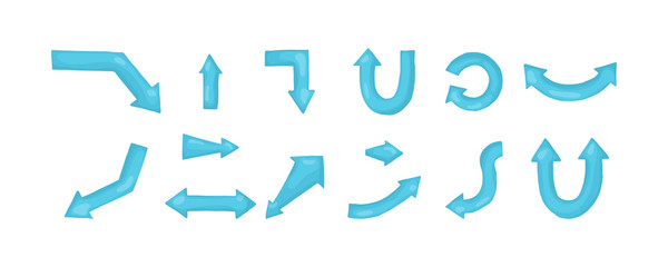 Arrow blue icons set.