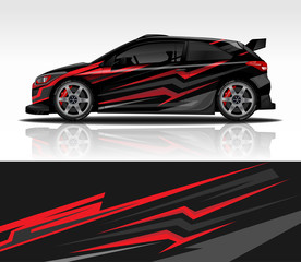 Obraz na płótnie Canvas Car wrap decal design vector, for advertising or custom livery WRC style, race rally car vehicle sticker and tinting.